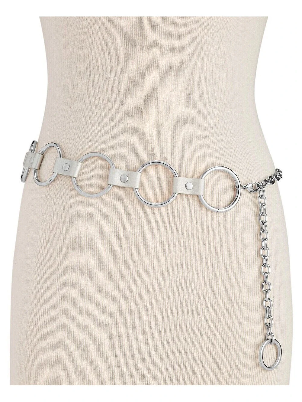 Steve Madden Womens Circle Link Chain Belt Silver Size S/M - NEW